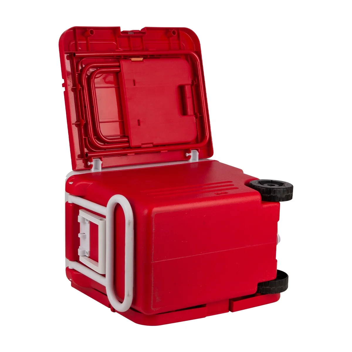High Quality Plastic Folding Outdoor Hand-pulled Refrigerated Storage Box With Rollers Cooler Box Table