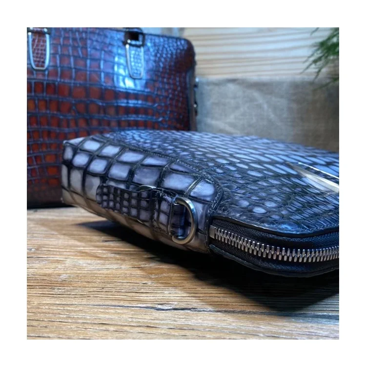 Fashion style top grade exotic genuine crocodile leather briefcase for men