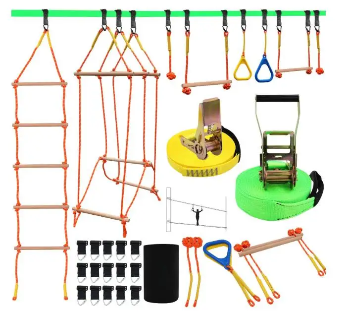
Ninja Warrior Obstacle Course for Kids, Slackline Kit Ninja Line Training Equipment for Backyard Outdoor 