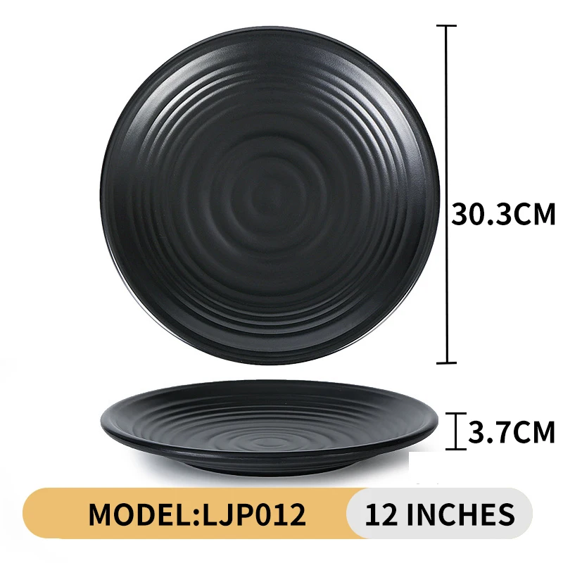 custom Print Matt Elegant Melamine Diner Plates Set 6.8 Inch Melamine Black Plates Restaurant Black Melamine Sushi Plates