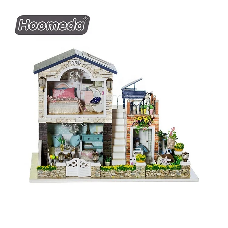 Лучшее качество современные детские деревянные игрушки развивающие Романтический Кукольный домик комплект