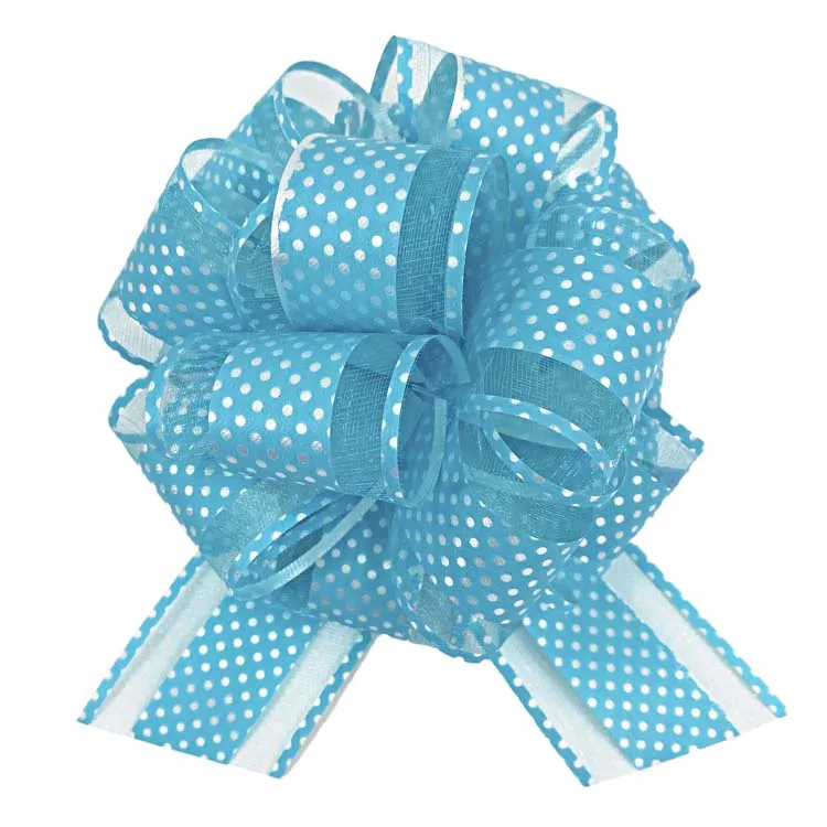 Wholesale Organza 6 Inches Plastic Ball Flower Pull Ribbon Bow Gift Wrap Pull Bows For Birthday Party Car Decoration