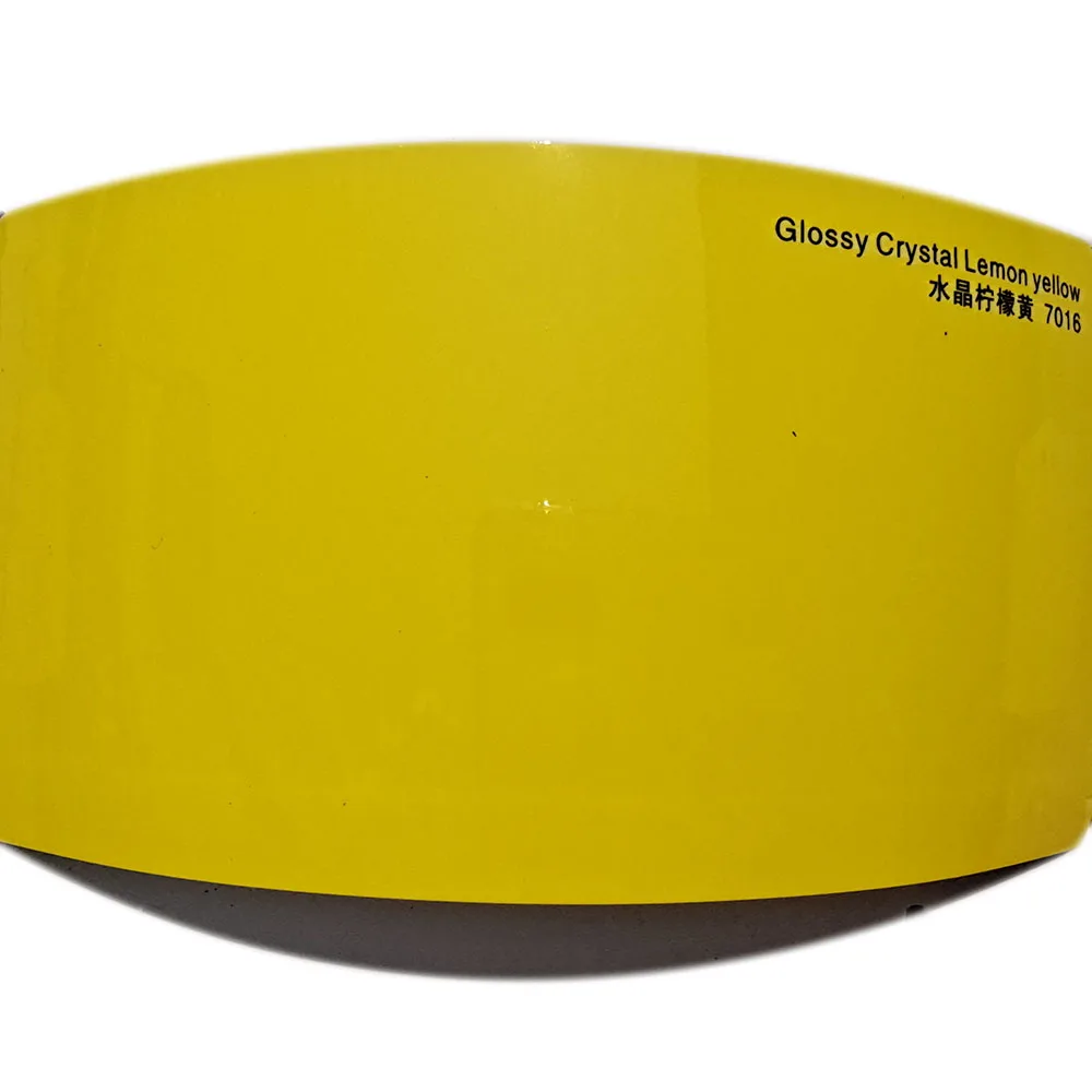 WRAPMASTER 1.52*18m Super Gloss Crystal Lemon Yellow Vehicle Vinyl Wrap Neon Yellow