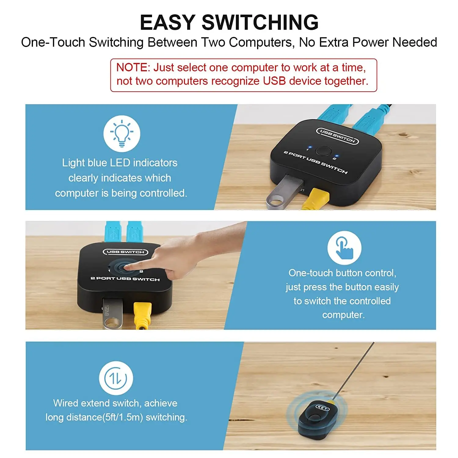 Office & School Supplies Newcare USB switch selector, 2.0 peripheral box pcs share 1 device, sharing switch, suitable for keybo