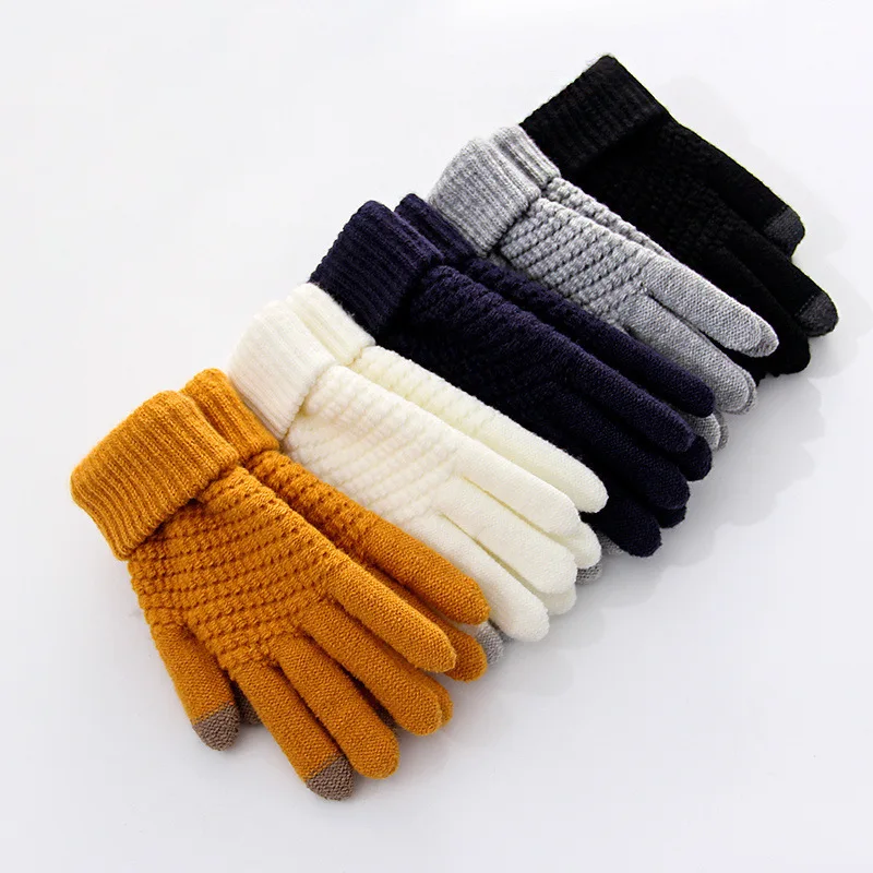 DYMF Cashmere Knitted Gloves Ladies Jacquard TouchScreen Warm Fashion Winter Sports Gloves