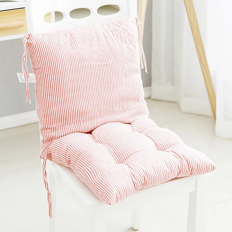 Cheersee pink kitchen seat pads cotton linen dining table armchair piano bench rattan swivel chair cushions with long ties