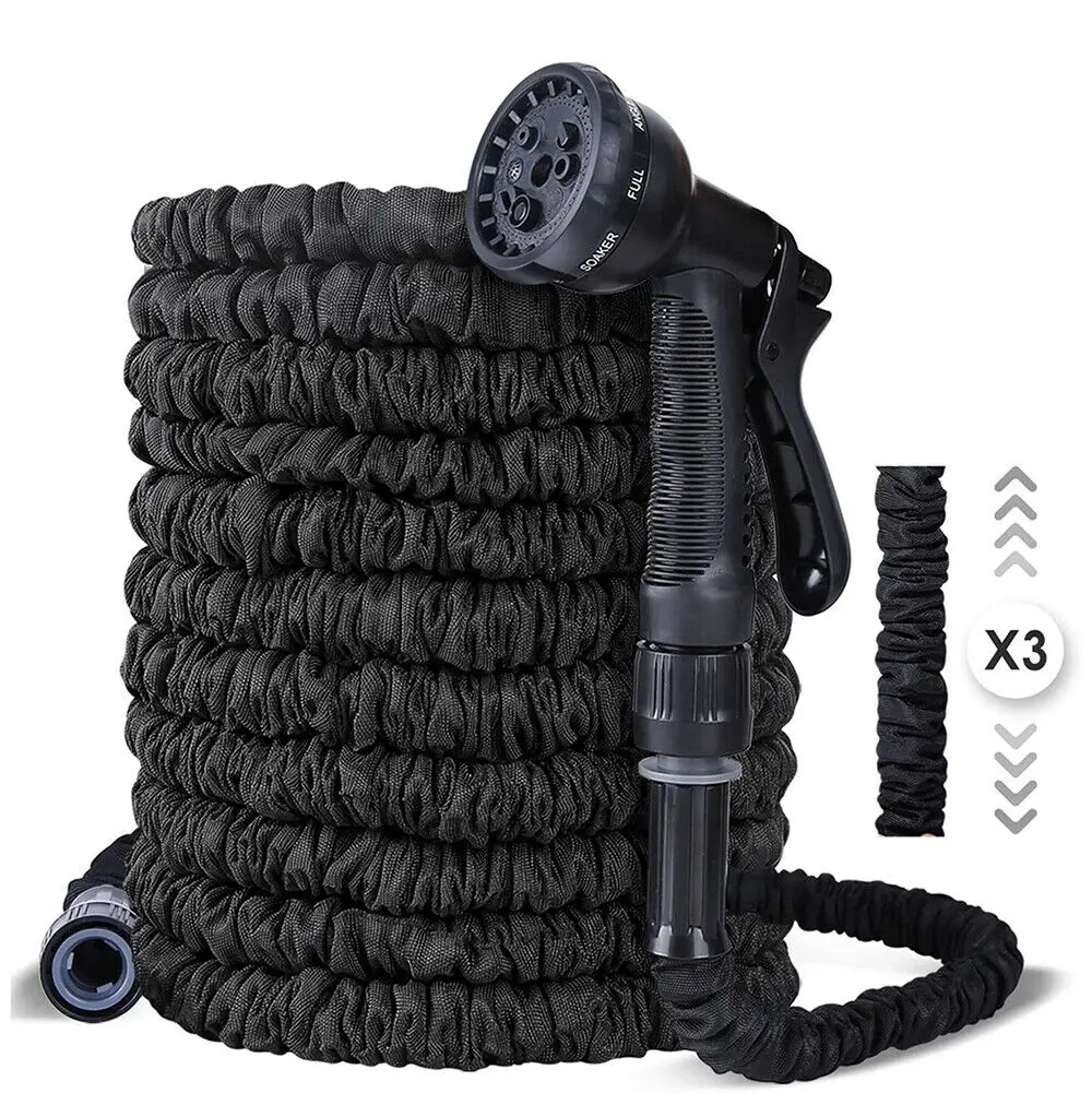 Шланг для полива сада, плоский шланг для полива, 45 м, цвет зеленый/черный