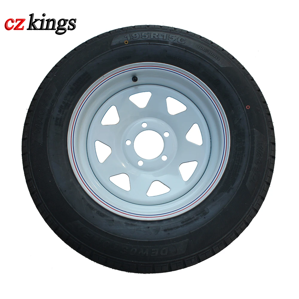 factory supplier 195R15C  trailer tire with  white coated steel wheel