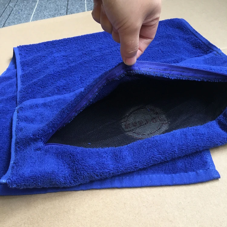 Cotton Bench Towel with Zip Pocket Custom Cotton Gym Towel for Fitness