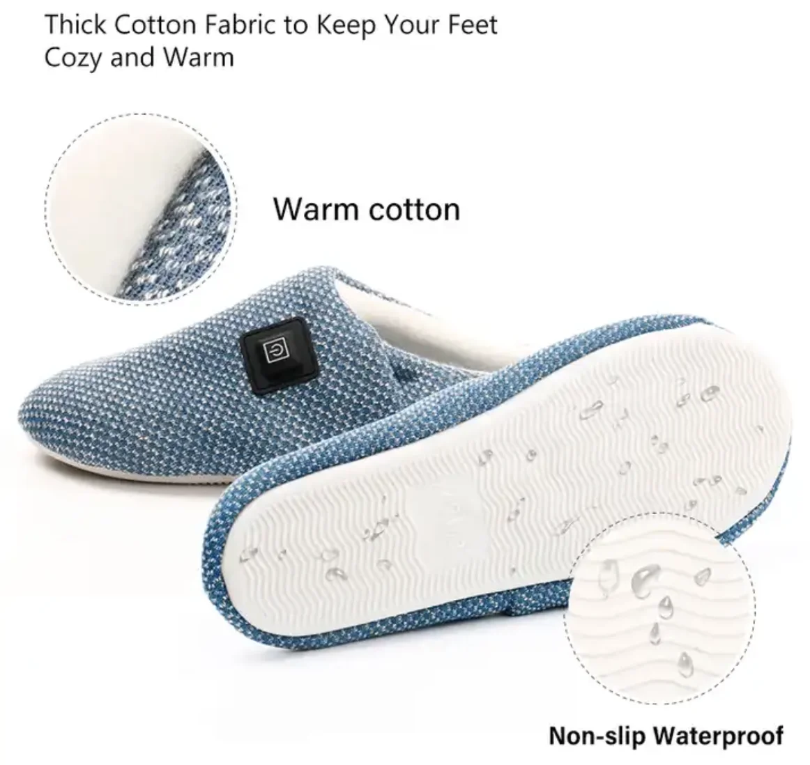 Bedroom Warm Shoes Heating Cozy Cotton Slippers for Wholesale Carbon Fiber Battery Powered Rechargeable Indoor Custom Winter PVC