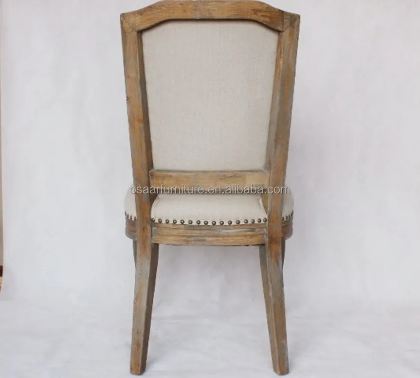 Vintage Restaurant Dining Furniture Antique Rivets Linen Curved Wood French Style Dining Chair