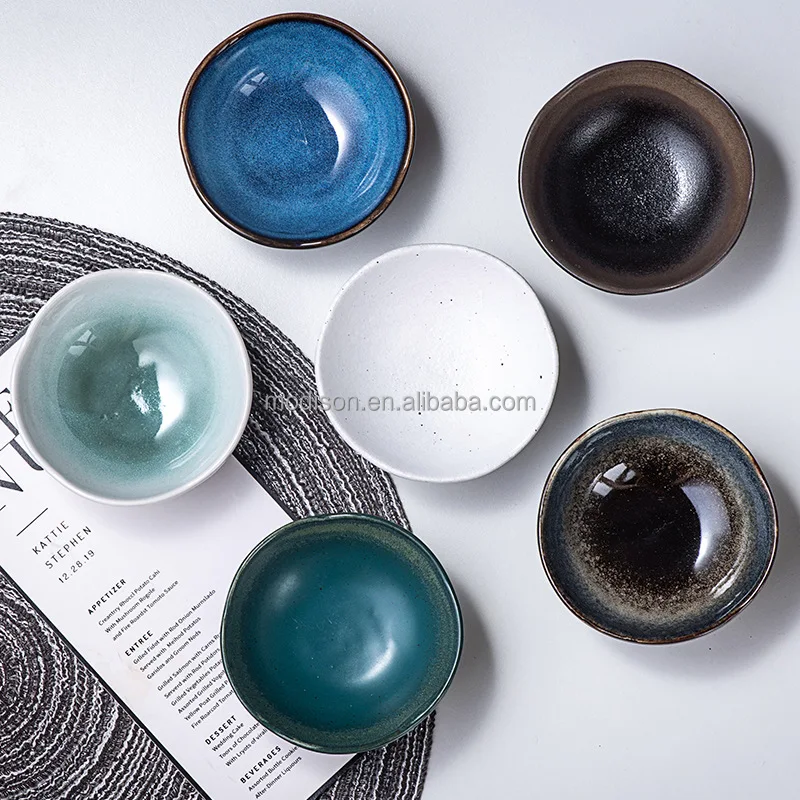 Creative Japanese kiln changing ceramic rice bowl small salad bowl soup bowl