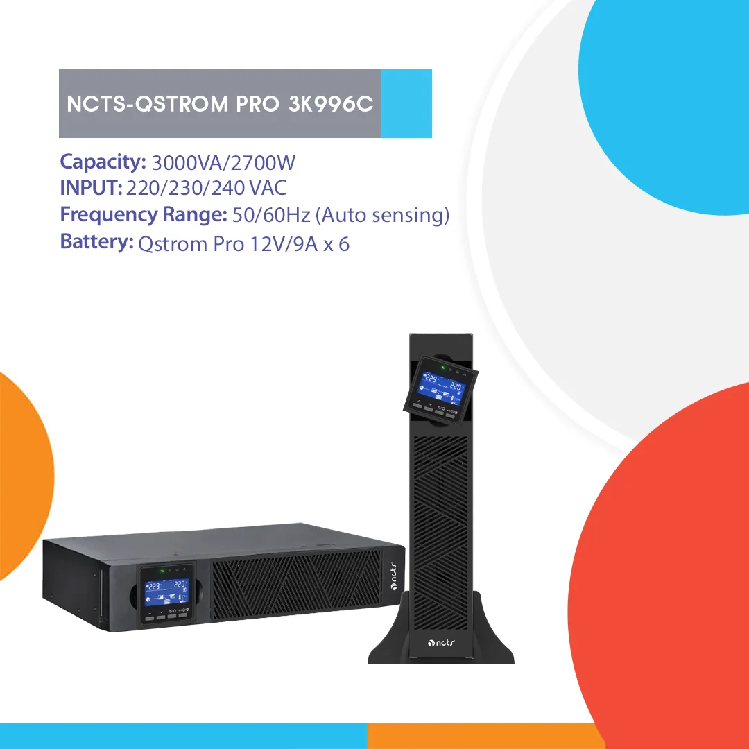 NCTS-QSTROM PRO 3K996C 3000VA/2700W tower type china ups чистый синусоидальный маршрутизатор офисные UPS для серверных однофазных online