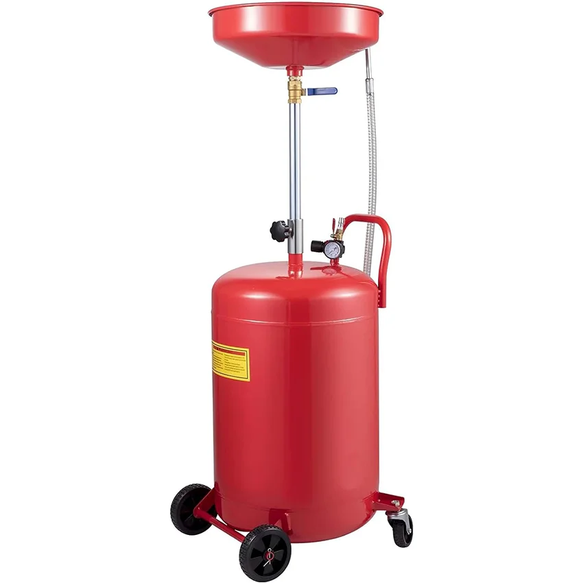 20 GallonOil Drain Container,Fluid Fuel Drainage Adjustable Funnel Height with Pressure Regulating Valve & Wheel