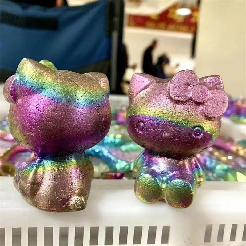 Wholesale Rainbow Bismuth Ore Crystal Metal Ore Made Bismuth Crystal Ingots Carving Cat