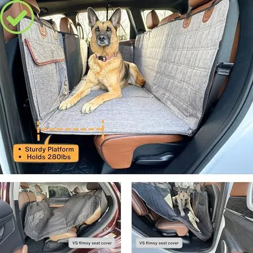 hot sales Waterproof Hard Bottom Dog Car Seat Cover Backseat Extender  Storage Pockets for Truck SUV Car Travel Bed