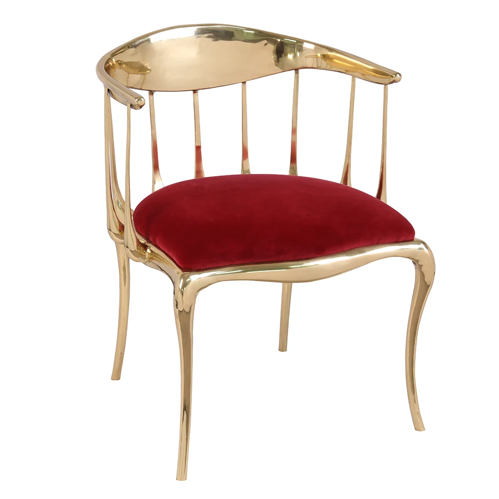 Современная роскошная мебель для гостиной, одинарный стул из золотой литой меди