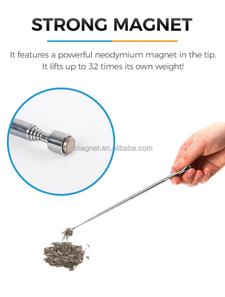 Telescopic Magnetic Pickup Tool, 15LB Magnet Stick, 30.5" Stainless Steel Extendable Magnet Pick-Up