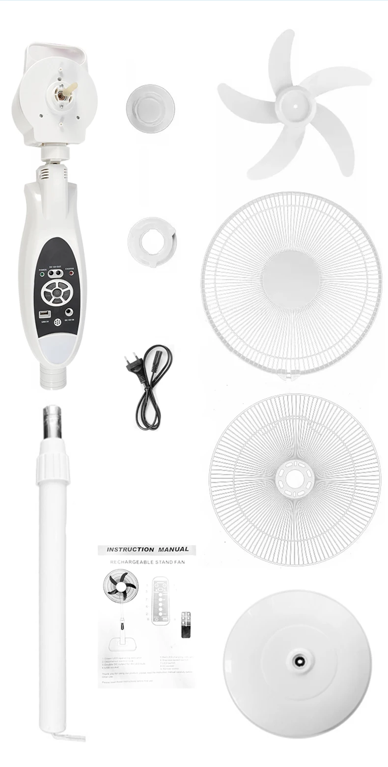 12V AC DC Solar Panel Outdoor Energy Power Battery Portable Rechargeable Charging USB LED Light Camping fan Solar Floor Fan