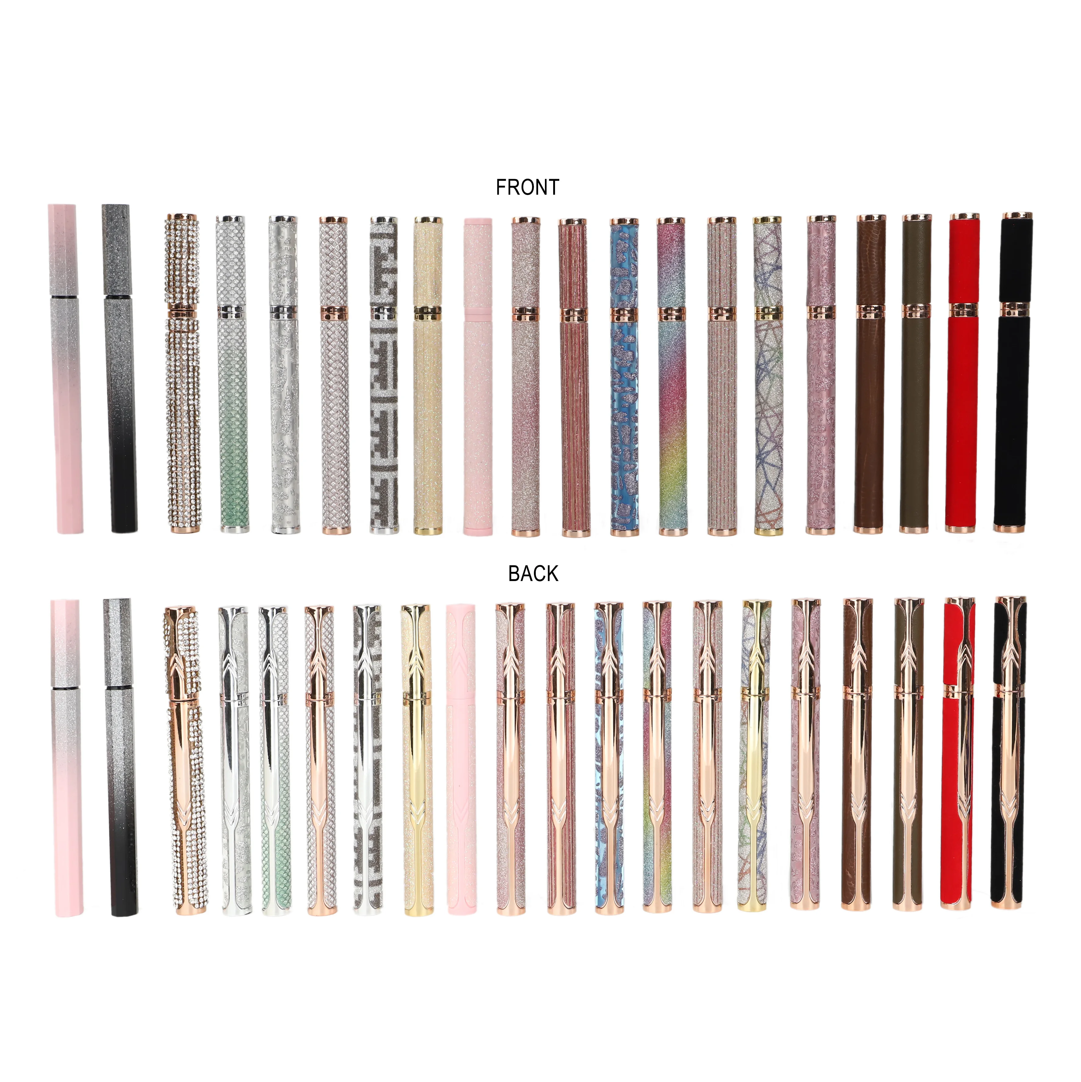 Wholesale eyeliner vendor rhinestone packaging waterproof sticky eyeliner clear black color magic eyeliner pen for eyelashes