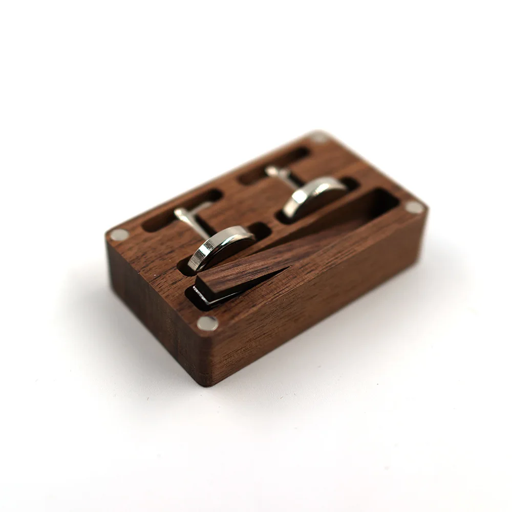 Factory Black Walnut Classic Business Square Black Brush Cufflinks Set Custom Cufflinks Tie Pin and Cufflink