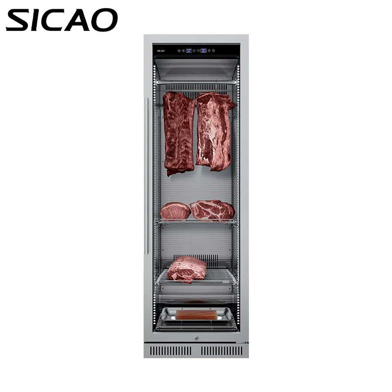 Hotel Restaurant Commercial Display Showcase Dry Ageing Beef Steak Fridge Refrigerator Cabinet with light transparent light