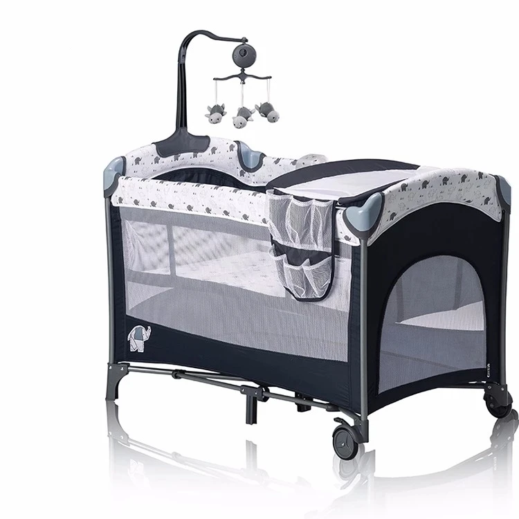 OEM Factory Foldable Playpen Portable Playard Travel Infant Bed  With Music And Toys