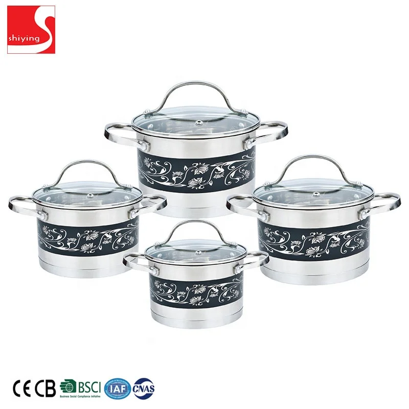 SY-Kitchenware South Korea Style Stainless Steel Customized Color Coating Pots Cookware Sets