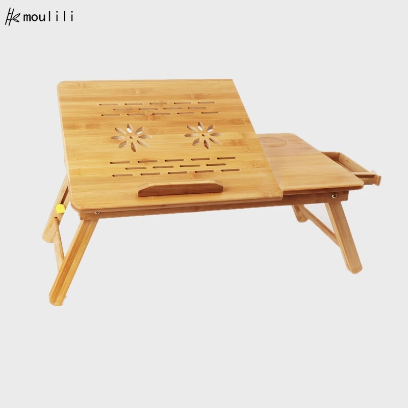 
Factory price multifunctional adjustable folding laptop desk bamboo bed study table 
