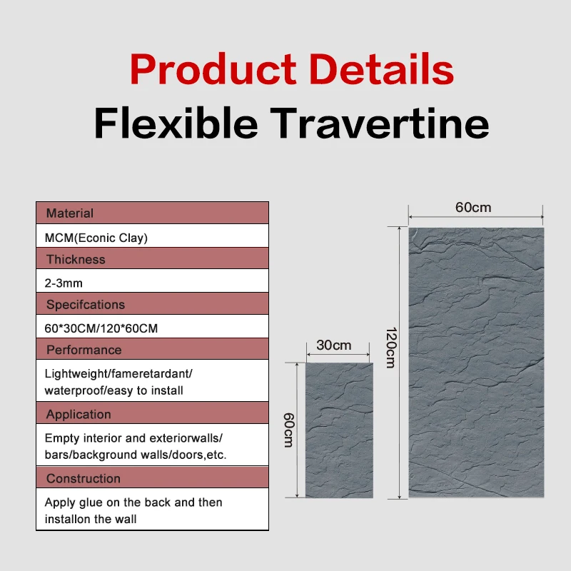 Thin slab stone flexible natural wall cladding stone panels slate fro exterior wall MCM Flexible clay stone wall tiles