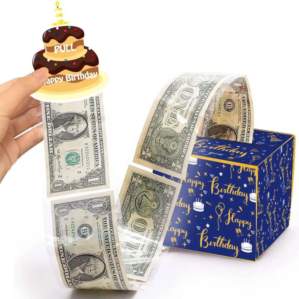 Birthday Money Box for cash gift pull cash gift box band pull out Happy Birthday Card DIY set-a fun and loving way to offer cas