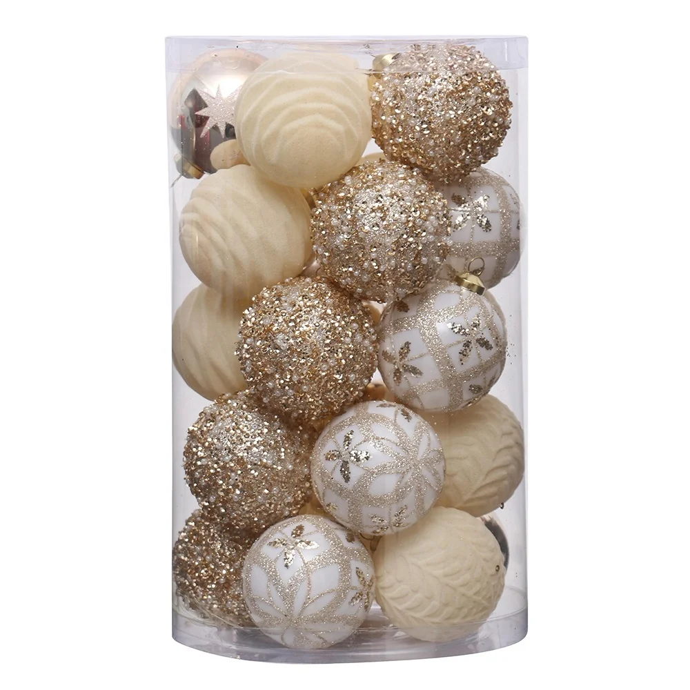 New Arrival 6cm 25pcs per PVC tube PS Material Christmas Ball Hanging Ornaments Decorations Bola de navidad
