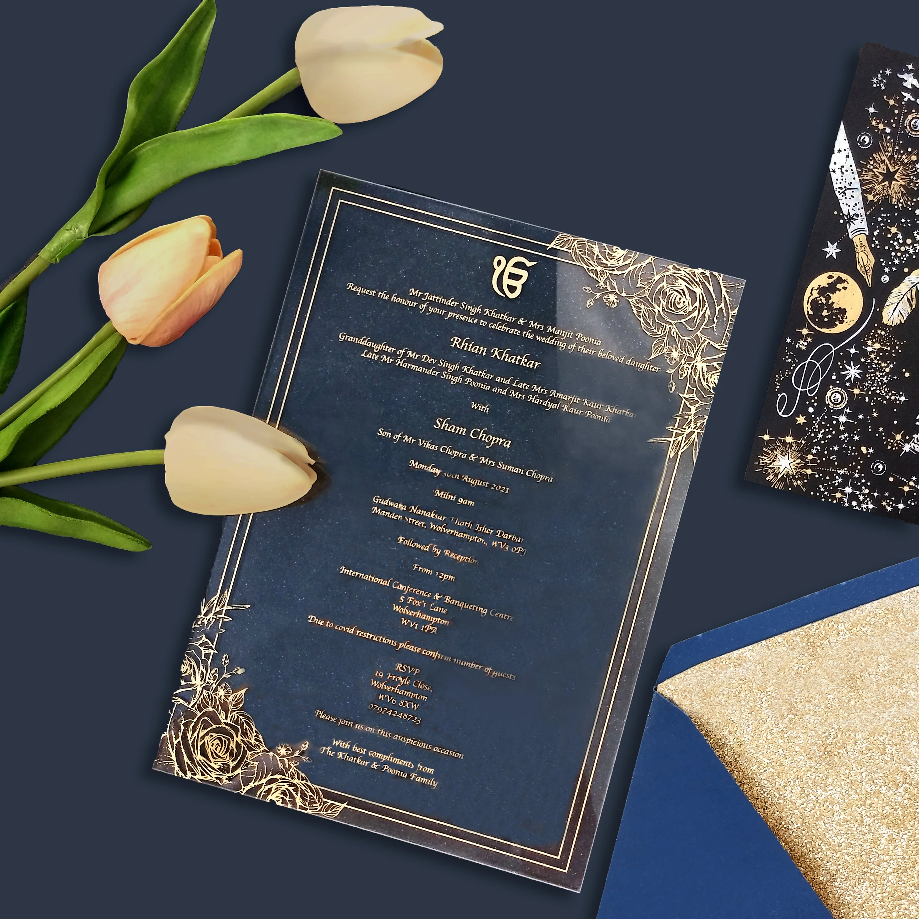 Luxury Acrylic Wedding Invitation Cards Custom Words UV Print Picture Pattern Birthday Party Invitation Postcard Blessing Card