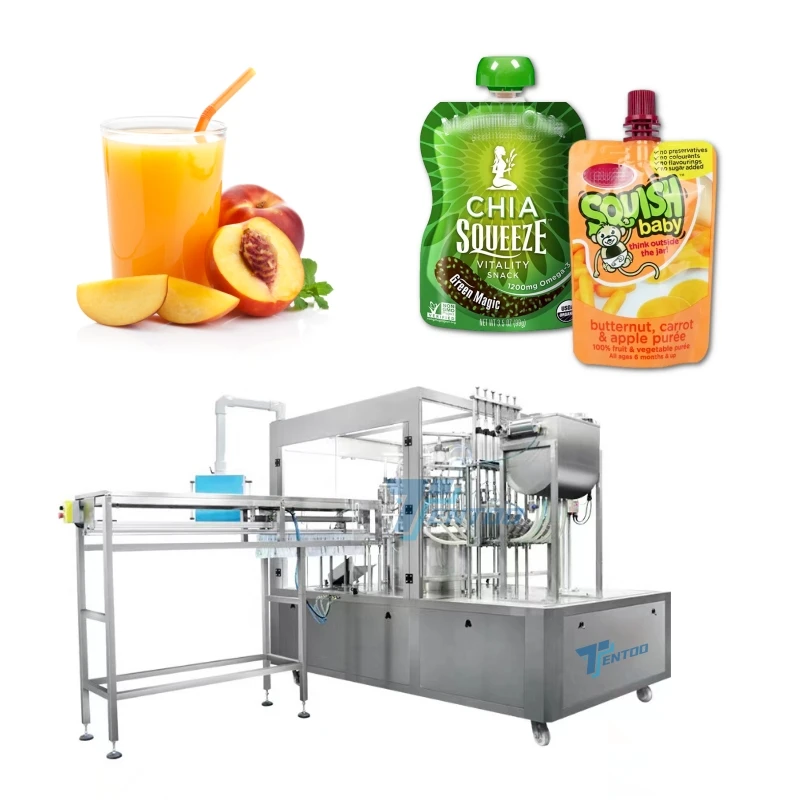 Automatic doypack stand up bag drinks beverage fruit juice spout pouch filling capping machine