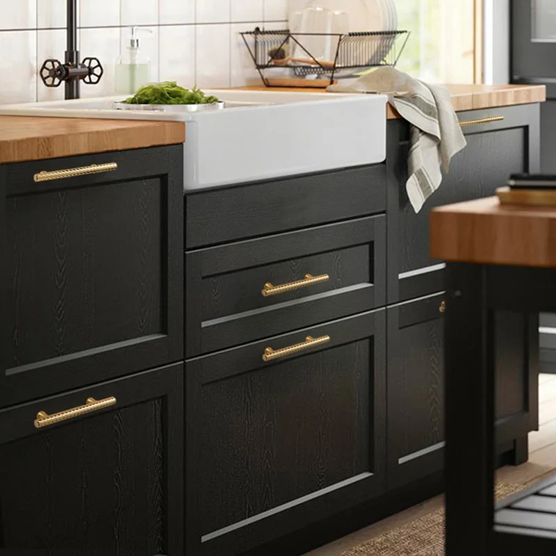 American Wardrobe Pull Hand Pure Copper Light Luxury Nordic Brass Drawer Bright Gold Single Hole All Copper Cabinet Door Handle