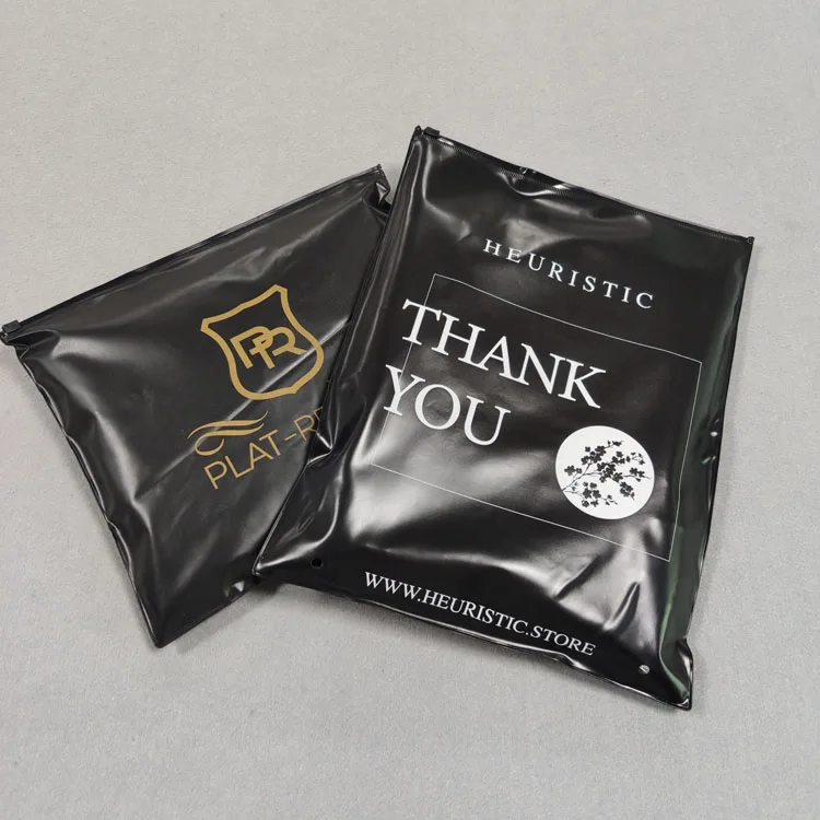 Biodegradable Custom Frosted Plastic Zipper Bag Black Ziplock Pouch For Clothing Packaging Bag Noir En Plastique Sac