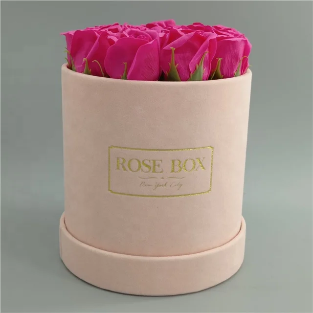 Colourful velvet custom round rose gift box