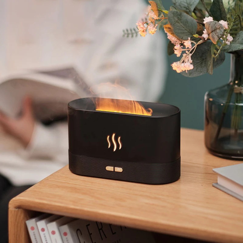 Wholesale 3D Flame Diffuser 180Ml Portable Wood Grain Fire Diffuser Mini Flame Air Humidifier