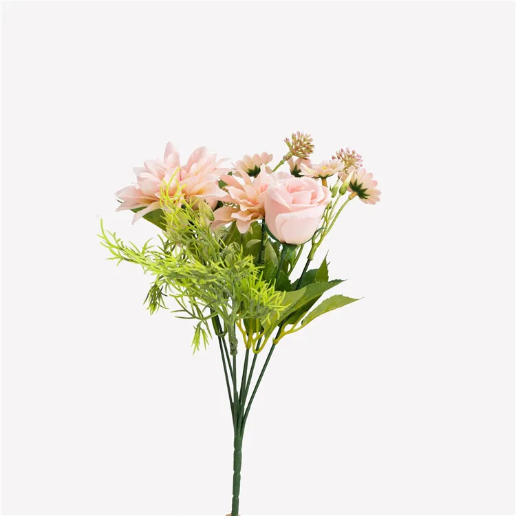 Artificial 7 Branches Rose Bouquet for Home Decoration Wedding Floral Arrangement Centerpiece Wholesale Silk Flowers Bouquet