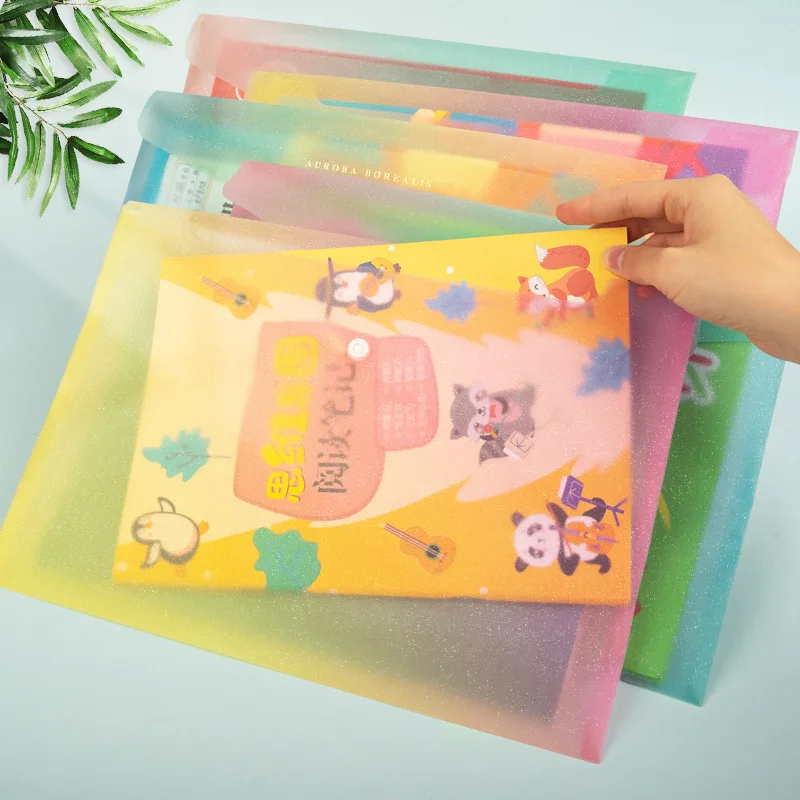 Custom Logo A4 Envelope File Document Folder Clear Document Envelope Organizer with  Button