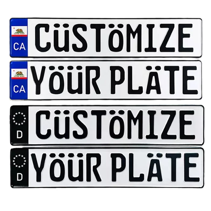 Hot Sell Euro European Custom Car Front Licence Plate Embossed Aluminum Reflective Film Blank Switzerland American Auto