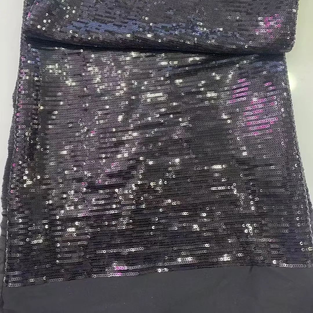 2025 Wholesale sequin fabric multicolor fancy reversible lace sequin mesh fabric for wedding dress