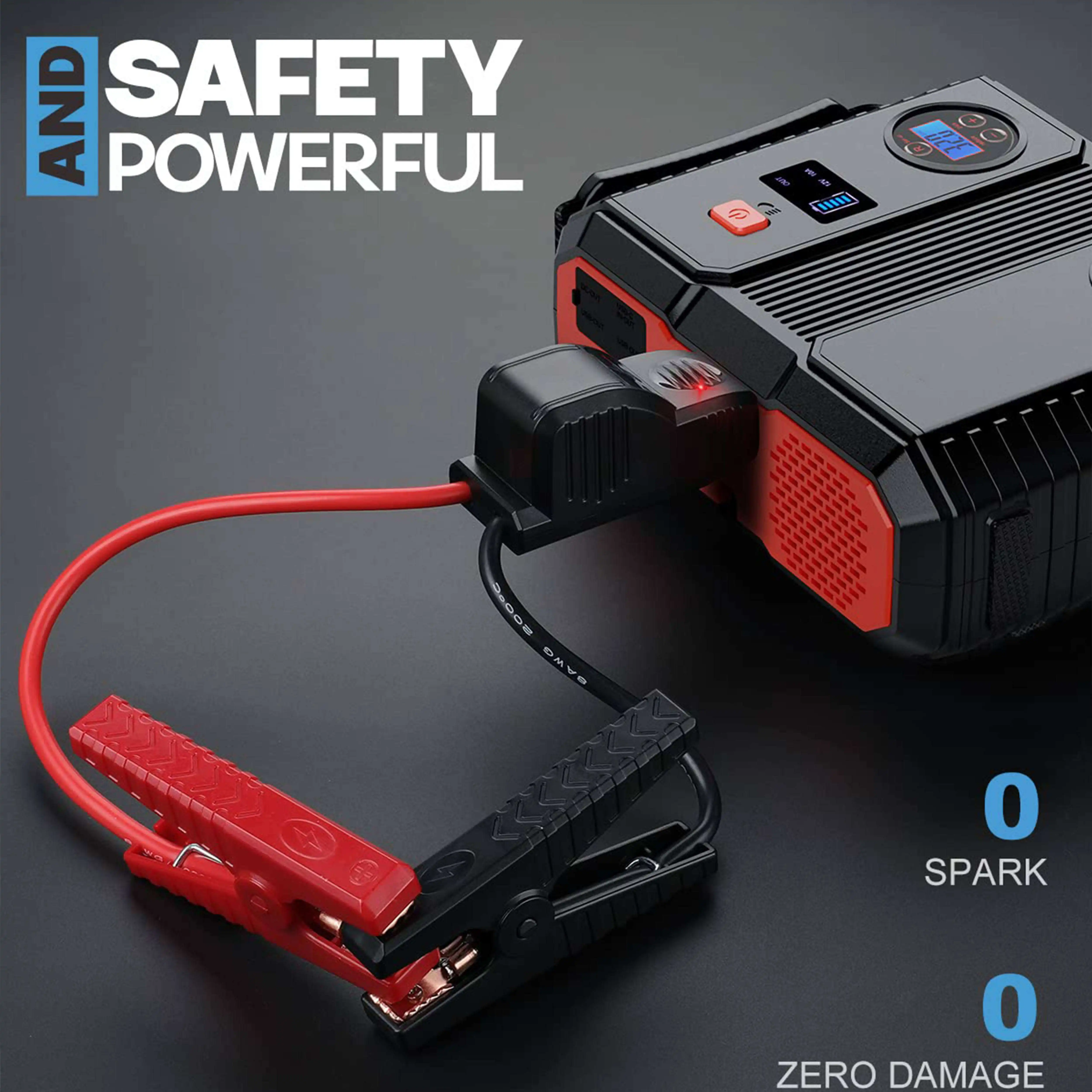 2024 new Jump Starter With Air Compressor 12V 24000mAh 3000A Car Battery 150 PSI Portable Car Jump Starter With Tyre Inflator