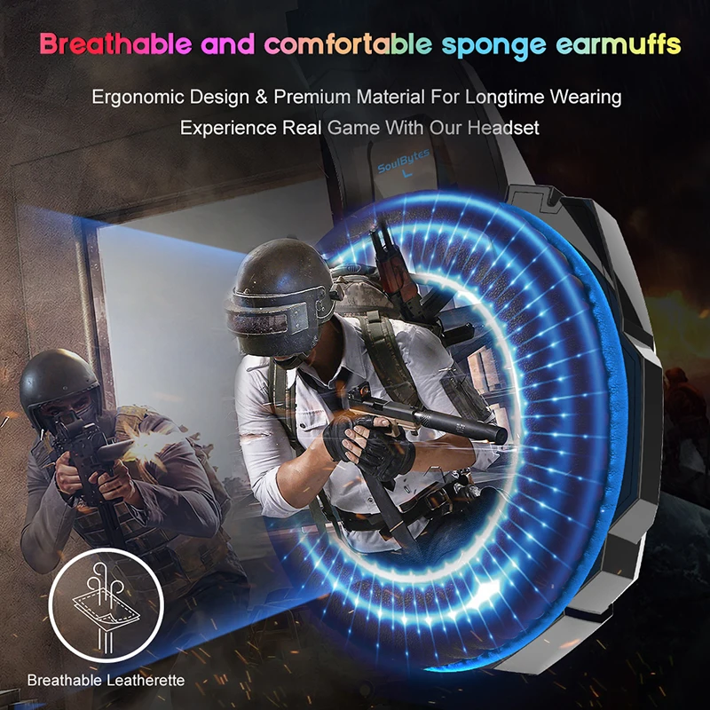 SOULBYTES S9 Blue LED Gaming Headset Noise Cancelling G9000 PRO Auriculares Gamer Headphone