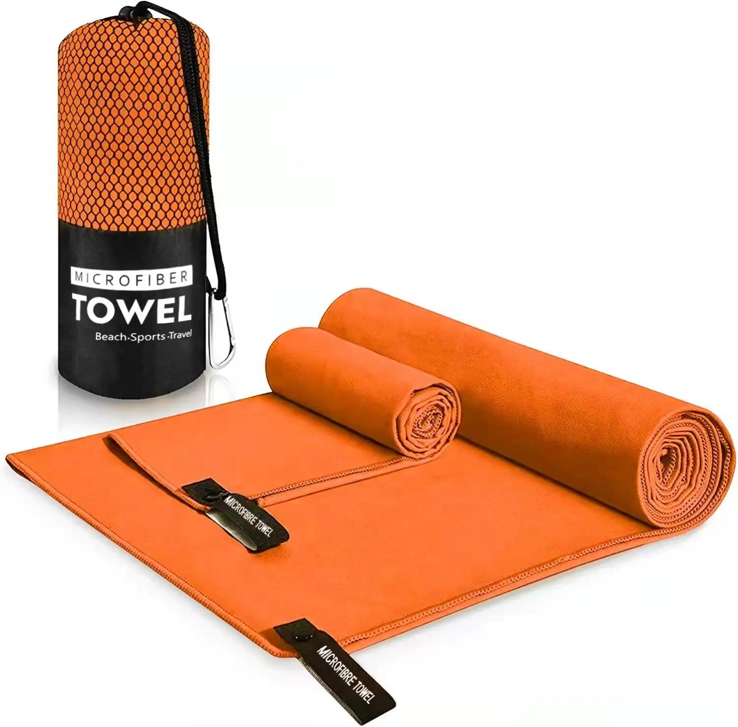Best Clean Micro Fiber Beach Sports Travel Towel Set Fabric Roll Microfiber Towel with mesh bag
