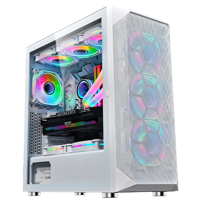 SNOWMAN Enchanting Design Gaming PC Computer Case Full Tower EATX ATX MATX Mini ATX White Tempered Glass Desktop Chassis Case