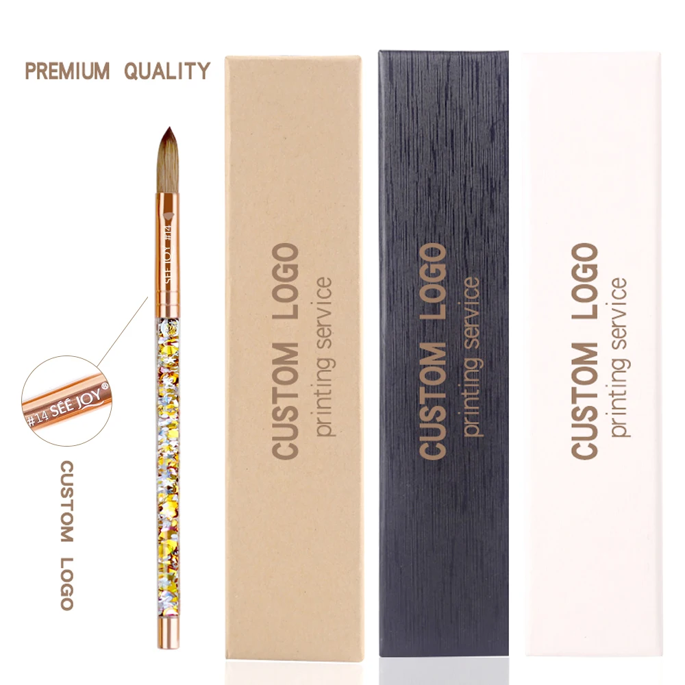 2022 частная маркировка розовое золото Кисть для ногтей 100% чистый колонский дизайн акриловый гель