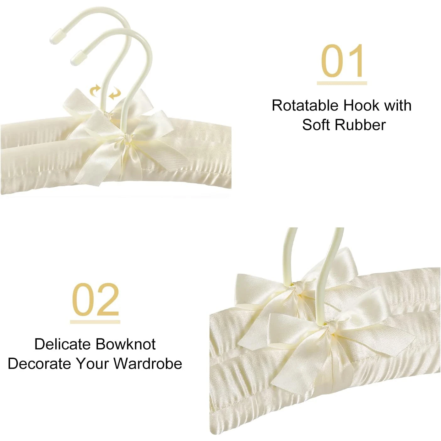 Padded Hangers for Women Clothing 17-inch Satin Hangers 10 Pack Thick Foam Padded No Shoulder Bump