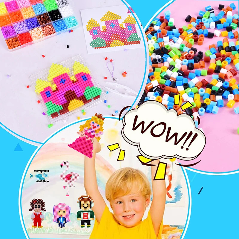 2500 Pieces Factory Hot Sale 5mm Christmas Setcastle Princess Educational Toys 24 Colors Boxed Fuse Beads Set Boys