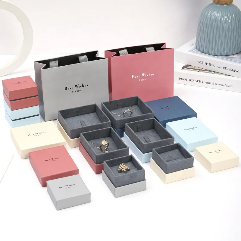 Creative New Fashionable Simple Ring Necklace Earnail Bracelet Double Cover Jewelry Packaging Gift Box